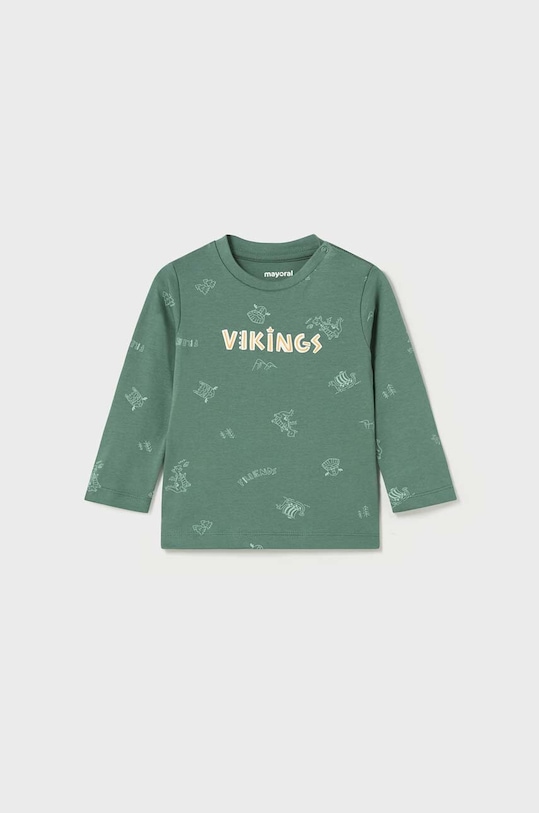 Mayoral longsleeve bawełniany niemowlęcy 2016.3C.Baby.9BYX zielony AW23