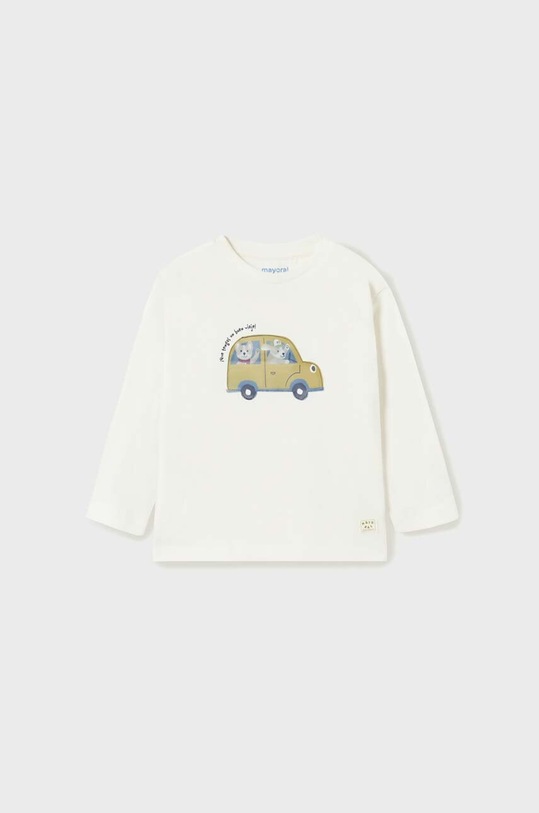 Mayoral longsleeve bawełniany niemowlęcy nadruk beżowy 2023.3E.Baby.9BYX