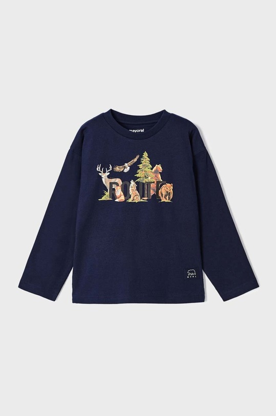 Mayoral longsleeve bawełniany dziecięcy nadruk granatowy 4021.5C.Mini.9BYX
