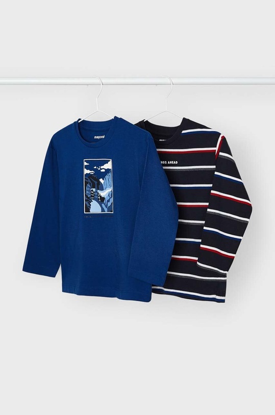 Mayoral longsleeve bawełniany dziecięcy 2-pack nadruk niebieski 4030.5E.Mini.9BYX