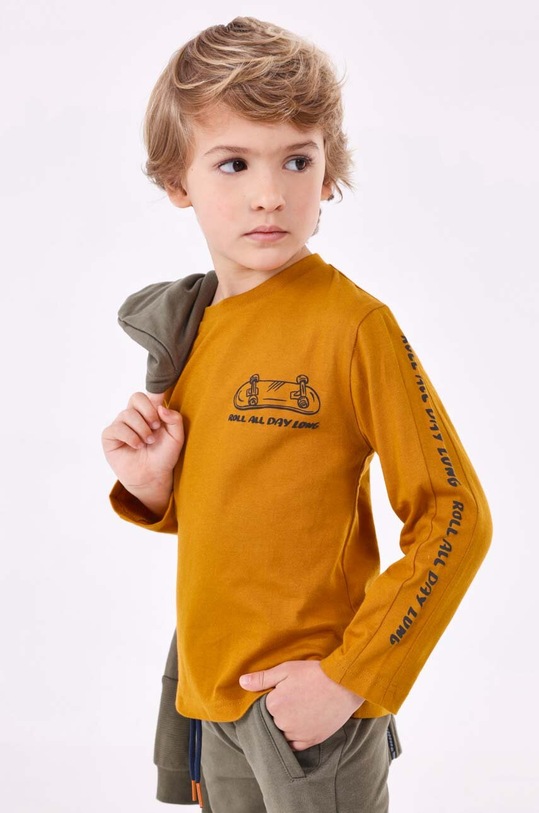 Mayoral longsleeve bawełniany dziecięcy nadruk pomarańczowy 4032.5F.Mini.9BYX