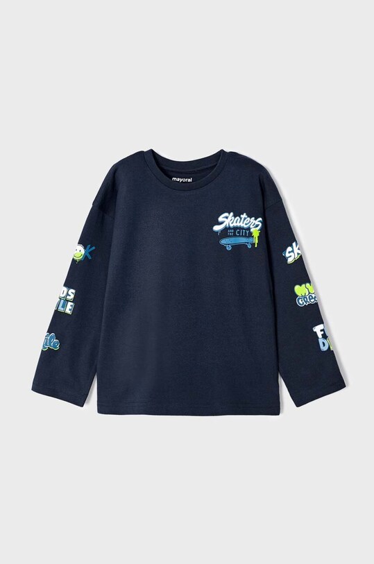 Mayoral longsleeve bawełniany dziecięcy nadruk granatowy 4033.5F.Mini.9BYX