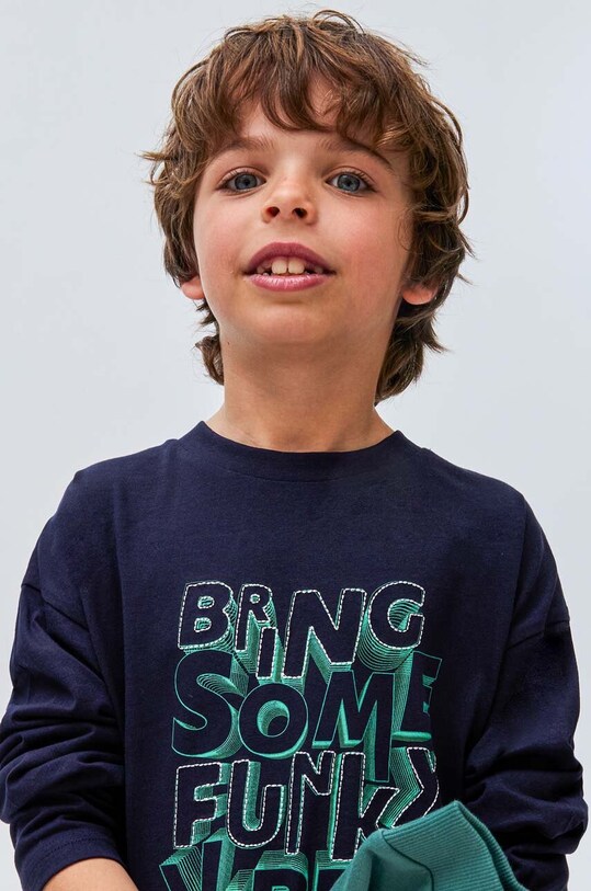 Mayoral longsleeve bawełniany dziecięcy 7061.7B.Junior.9BYX granatowy AW23