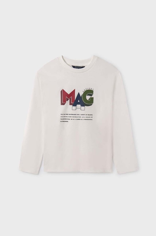Mayoral longsleeve bawełniany dziecięcy nadruk beżowy 7075.7F.Junior.9BYX