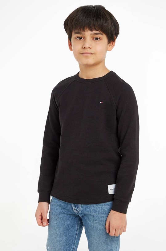 Tommy Hilfiger longsleeve bawełniany dziecięcy bawełna czarny KB0KB08611.128.176.9BYX