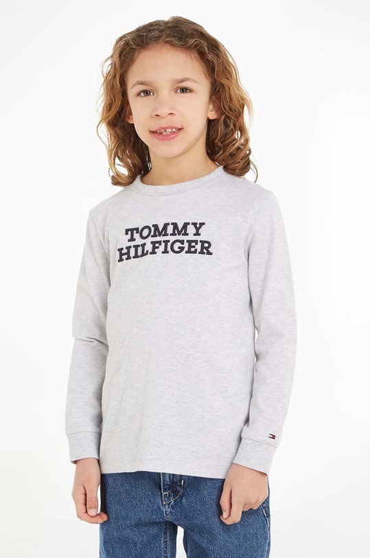 Tommy Hilfiger longsleeve bawełniany dziecięcy aplikacja szary KB0KB08554.128.176.9BYX