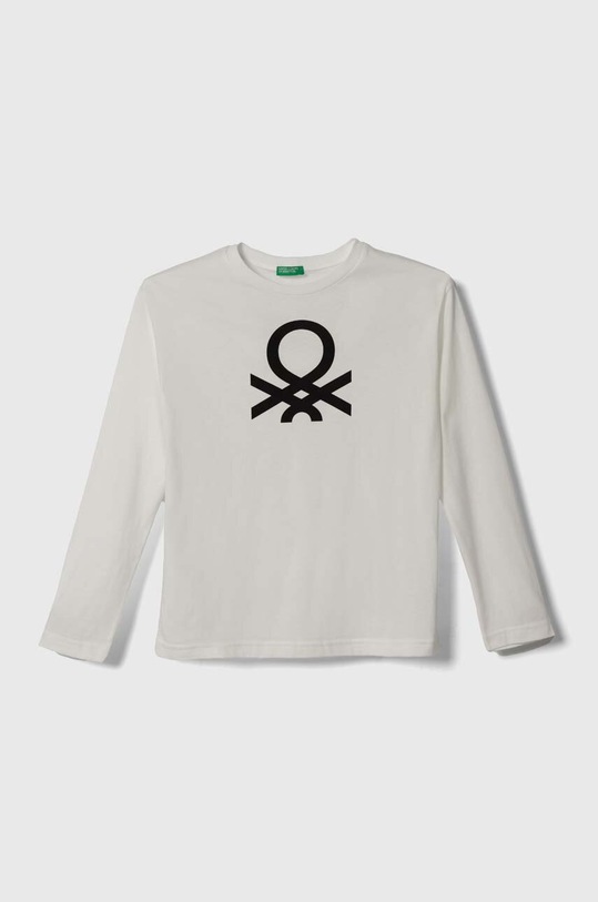 Dětské bavlněné tričko s dlouhým rukávem United Colors of Benetton kulatý bílá 3096C10D9.G.SEASONAL