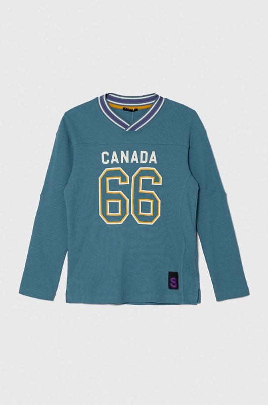 Sisley longsleeve bawełniany dziecięcy 3WCAX4004.G.SEASONAL niebieski AW23