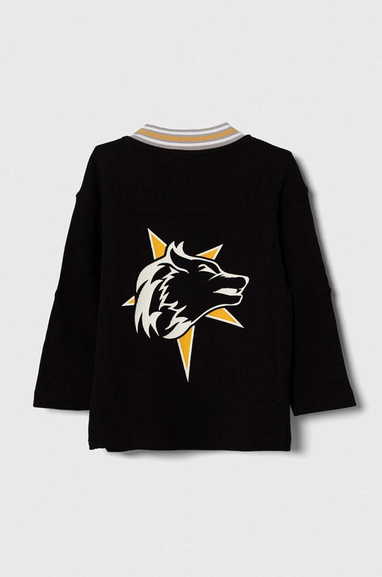 Sisley longsleeve bawełniany dziecięcy 3WCAX4004.G.SEASONAL czarny AW23