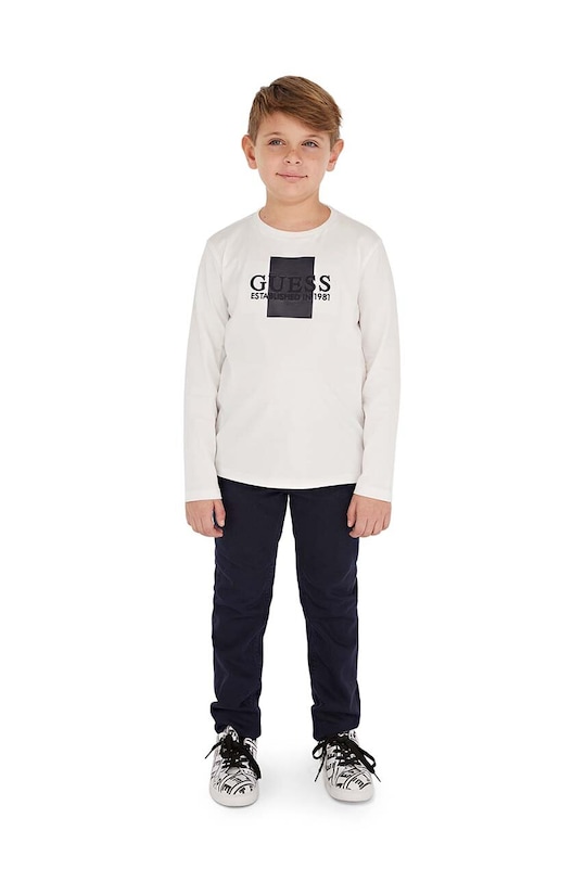 Guess longsleeve bawełniany dziecięcy nadruk biały L3BI10.I3Z14.9BYX