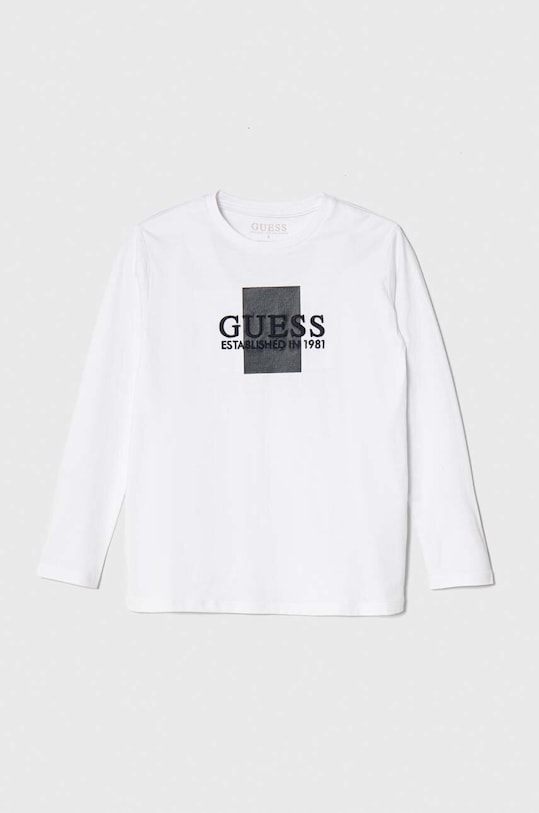 Guess longsleeve bawełniany dziecięcy L3BI10.I3Z14.9BYX biały AW23