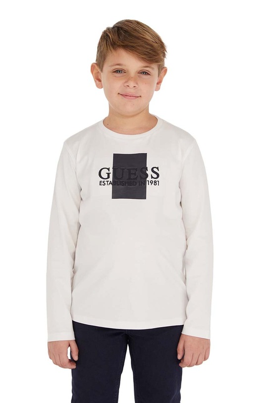 Guess longsleeve bawełniany dziecięcy L3BI10.I3Z14.9BYX biały