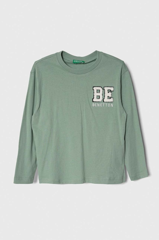 United Colors of Benetton longsleeve bawełniany dziecięcy aplikacja zielony 3ATNC10EK.G.SEASONAL