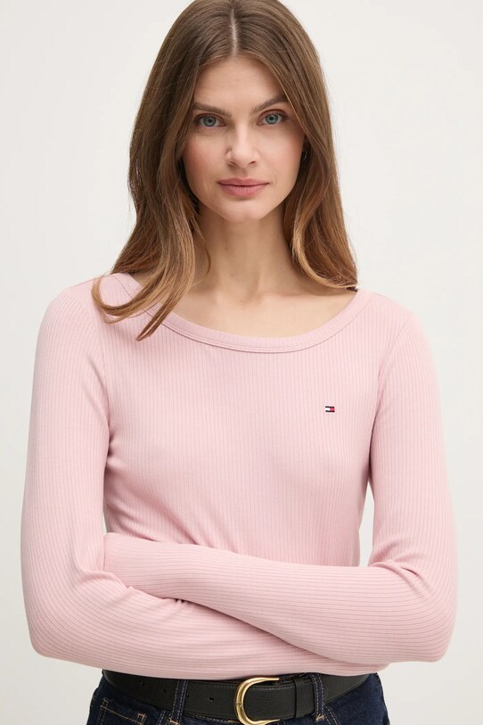 Лонгслів Tommy Hilfiger WW0WW38869 рожевий
