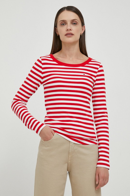 Tommy Hilfiger hosszú ujjú elasztánnal piros WW0WW38869