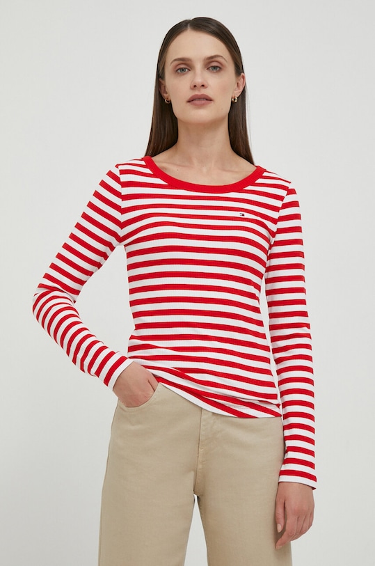 Tommy Hilfiger hosszú ujjú elasztánnal piros WW0WW38869