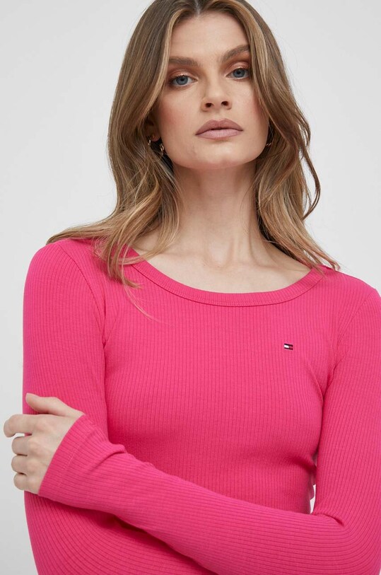 Лонгслів Tommy Hilfiger regular рожевий WW0WW38869
