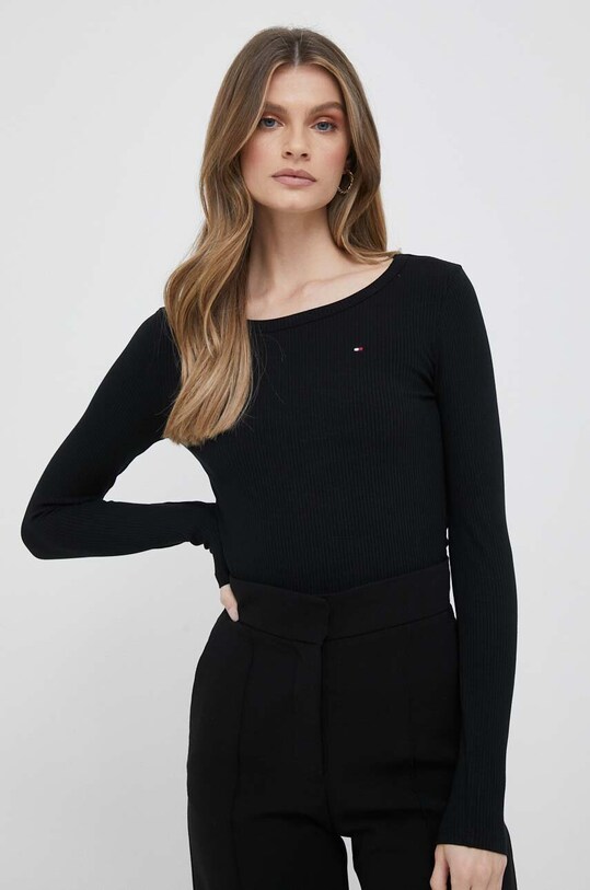 Лонгслів Tommy Hilfiger чорний WW0WW38869