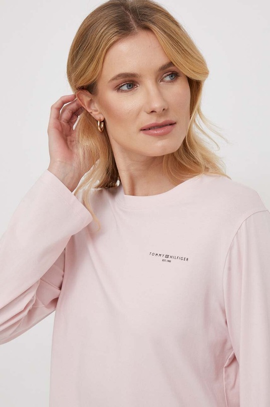 Tommy Hilfiger longsleeve z elastanem różowy WW0WW39784