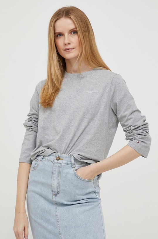 Tommy Hilfiger longsleeve z elastanem szary WW0WW39784