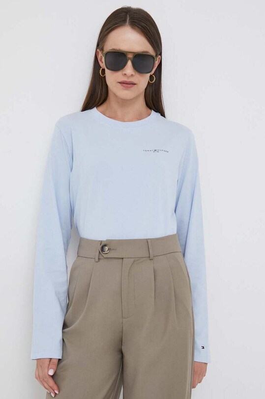 Лонгслів Tommy Hilfiger блакитний WW0WW39784