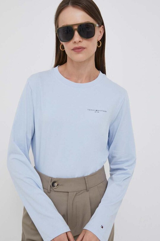 Лонгслів Tommy Hilfiger блакитний WW0WW39784