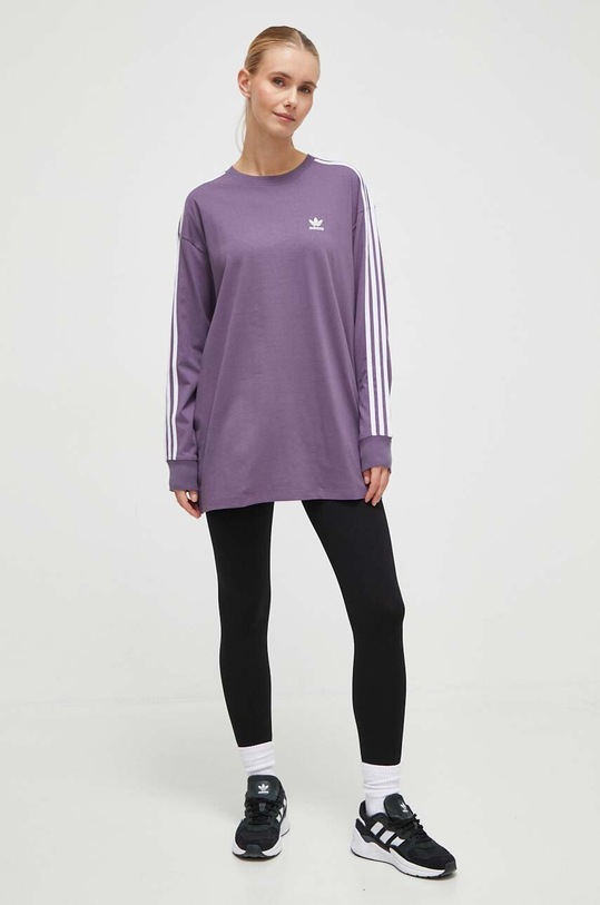 Bavlnené tričko s dlhým rukávom adidas Originals IL3870 fialová AW23