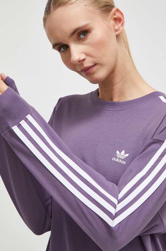Бавовняний лонгслів adidas Originals фіолетовий IL3870
