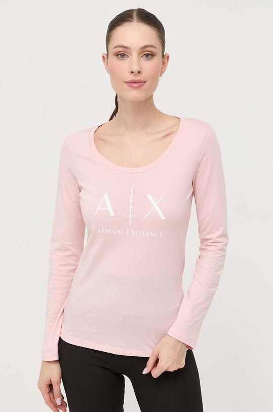Хлопковый лонгслив Armani Exchange хлопок розовый 8NYTDG.YJ16Z