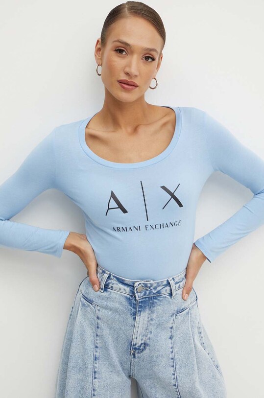 Armani Exchange longsleeve bawełniany nadruk niebieski 8NYTDG.YJ16Z