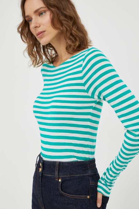 Marc O'Polo longsleeve bawełniany turkusowy 308219652597
