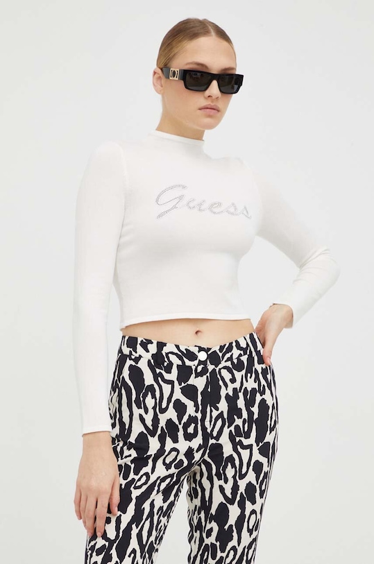 Пуловер Guess полуполо бежов W3BR07.Z2YK2