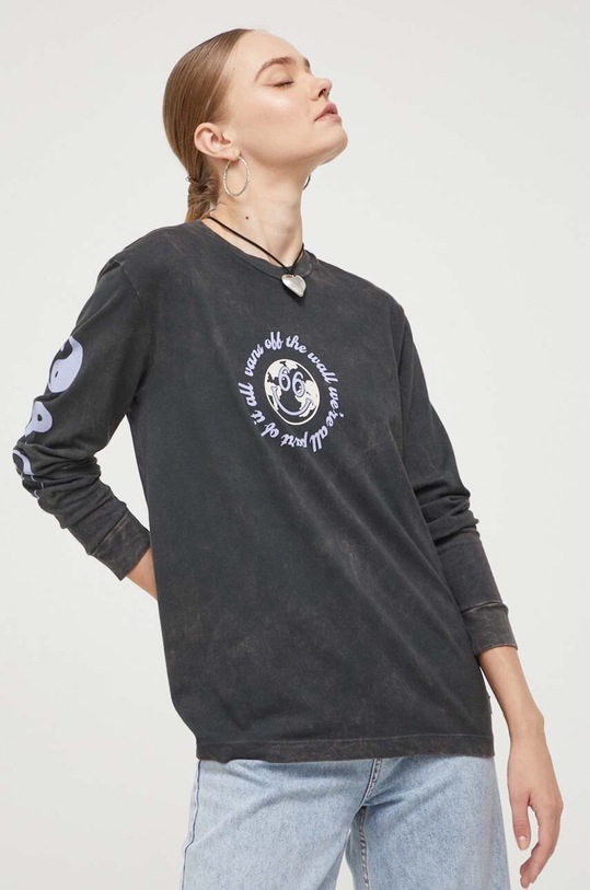 Vans longsleeve din bumbac print gri VN000AD1BLK1