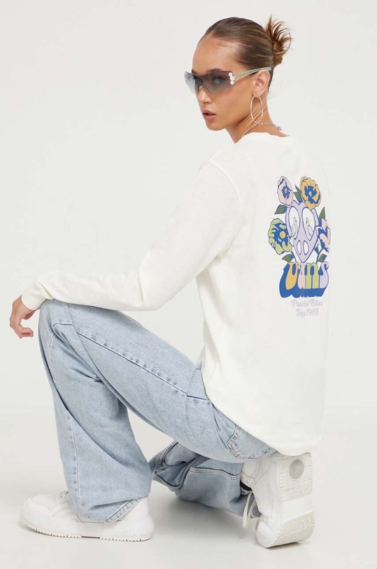 Vans longsleeve bawełniany nadruk beżowy VN000AD1FS81
