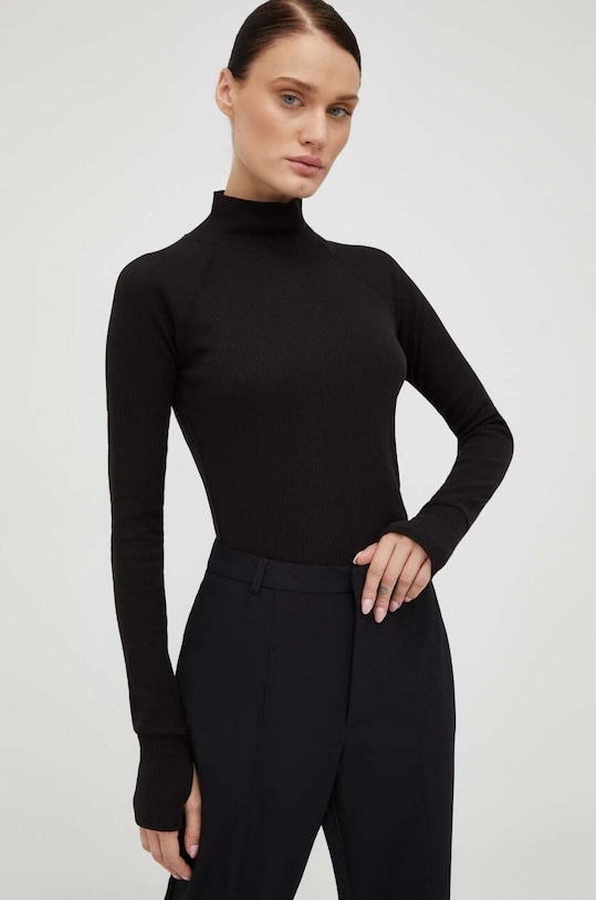 G-Star longsleeve din bumbac uni negru D23339.D289