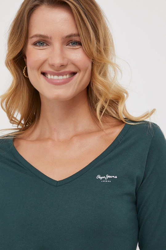 Pepe Jeans longsleeve bawełniany zielony PL505306.692