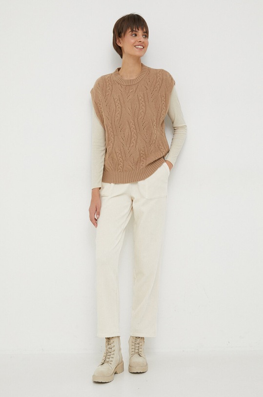 Tričko s dlhým rukávom s prímesou ľanu Pepe Jeans Colby béžová PL505692.847