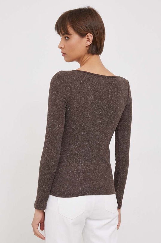 Odzież Pepe Jeans longsleeve z domieszką lnu Colby PL505692.874 brązowy
