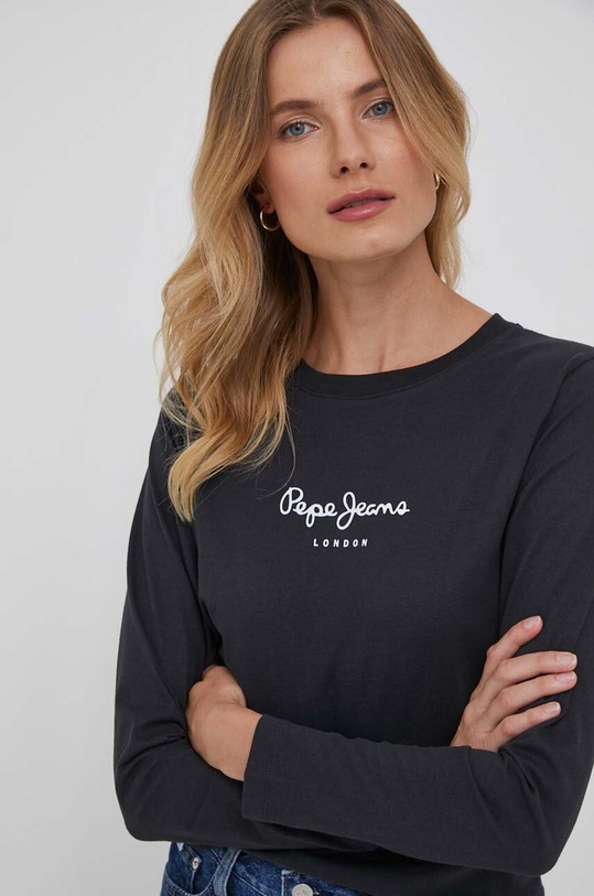 Pepe Jeans longsleeve bawełniany Wendys nadruk czarny PL505708.999