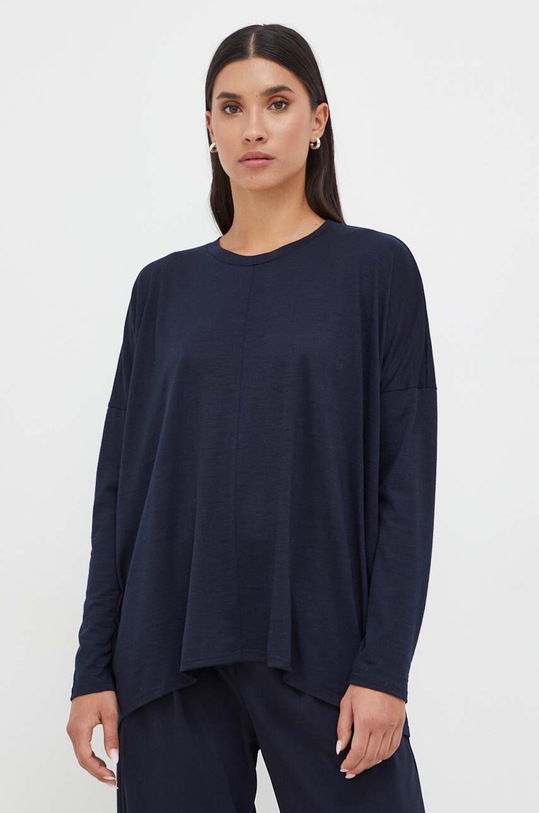 Vlněné tričko s dlouhým rukávem Max Mara Leisure 2339460336600 námořnická modř AW23