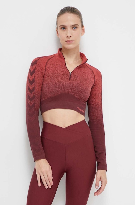 Majica z dolgimi rokavi za vadbo Hummel Fade Z elastanom rdeča 221835