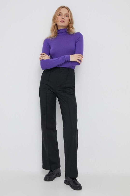 United Colors of Benetton longsleeve z domieszką wełny 35JBD200N.30F fioletowy AW23