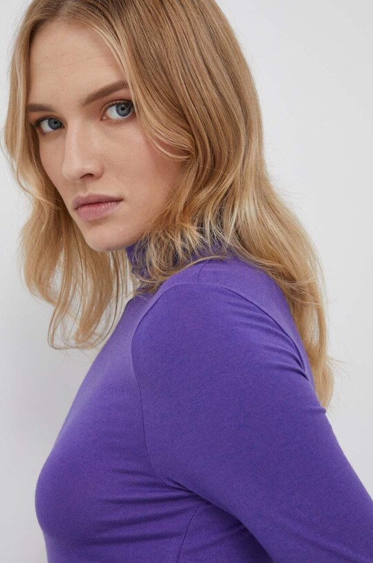 United Colors of Benetton longsleeve z domieszką wełny fioletowy 35JBD200N.30F