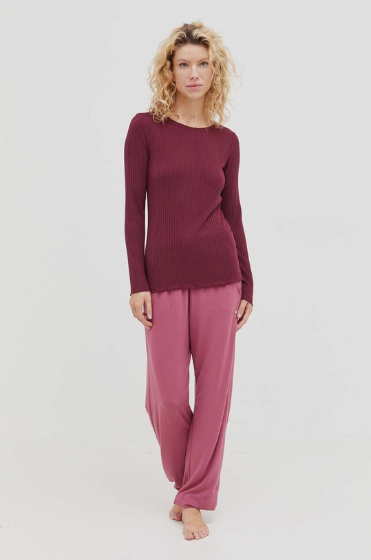 United Colors of Benetton hosszú ujjú otthoni viseletre 38I63M04D.7R4 burgundia AW23