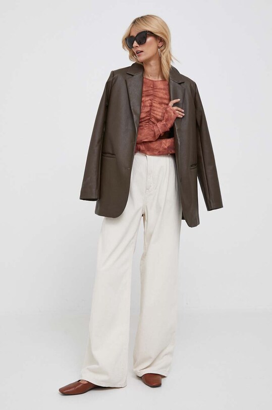 Longsleeve Sisley 3XAFL103V.61Z καφέ AW23