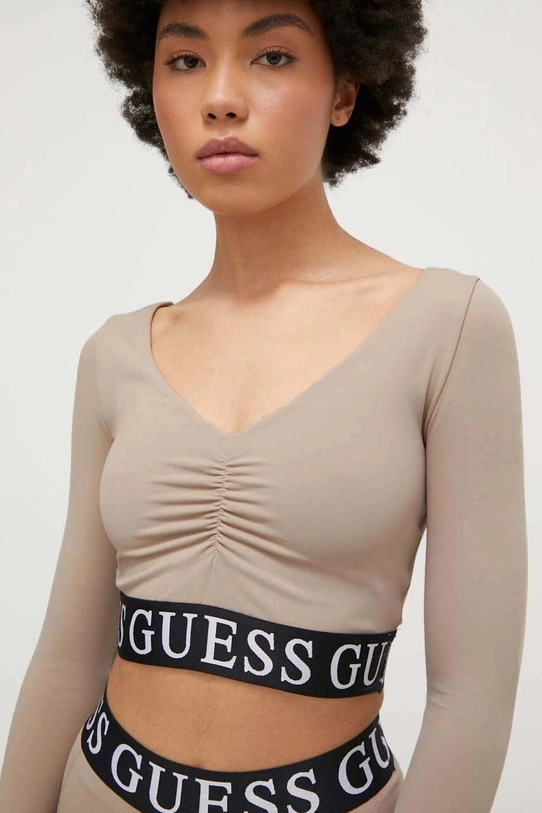 Guess top KIRAN z elastanem brązowy V3BP08.MC04Z