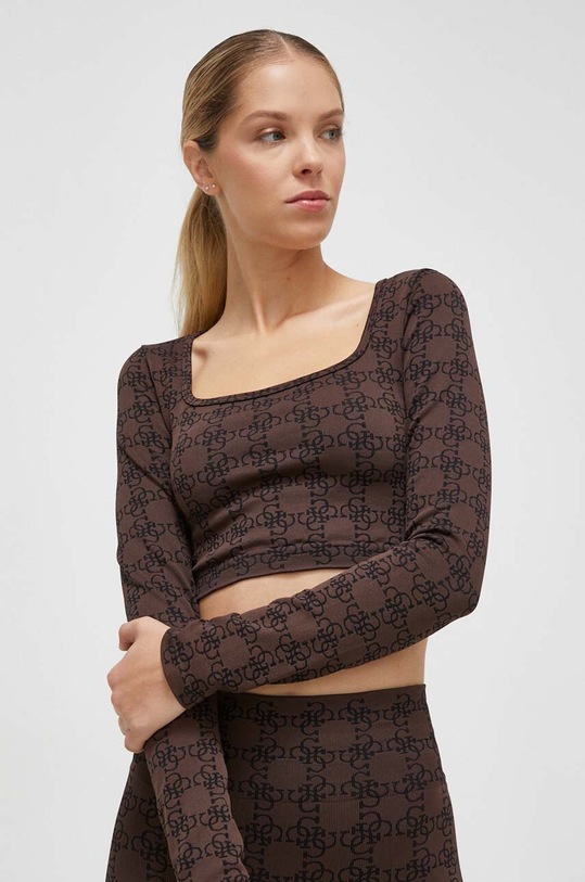 Majica dugih rukava Guess slim smeđa V3BP05.ZZ04N