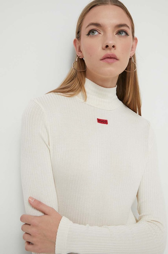 Tričko s dlhým rukávom HUGO slim béžová 50500495