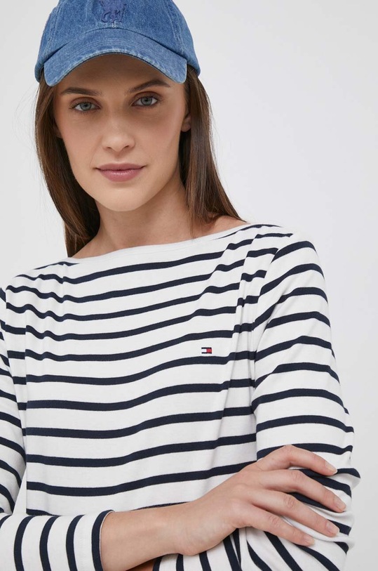 Pamučna majica dugih rukava Tommy Hilfiger bijela WW0WW40829
