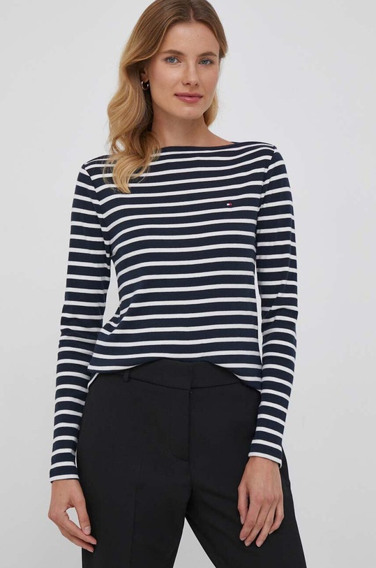 Pamučna majica dugih rukava Tommy Hilfiger mornarsko plava WW0WW40829